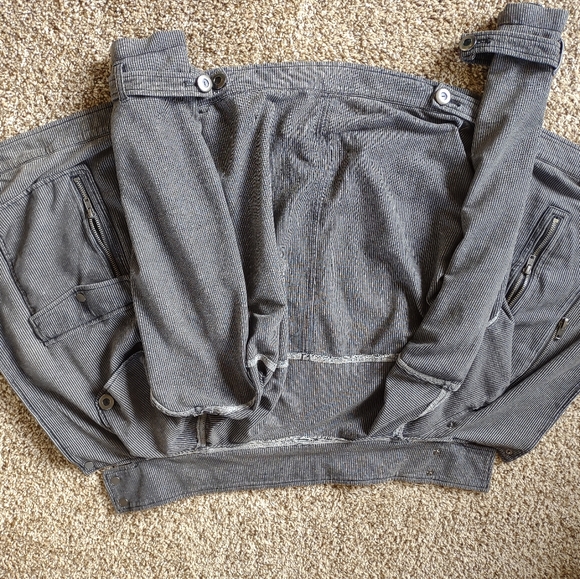 Free People Railroad Stripe Asymmetric Moto Jacket Size Medium Hit The Slopes - Picture 9 of 14